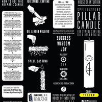 WISDOM - YELLOW - Spellcasting Pillar Candle for Symbol Carving & Herb Rolling Candle -Pillar V380