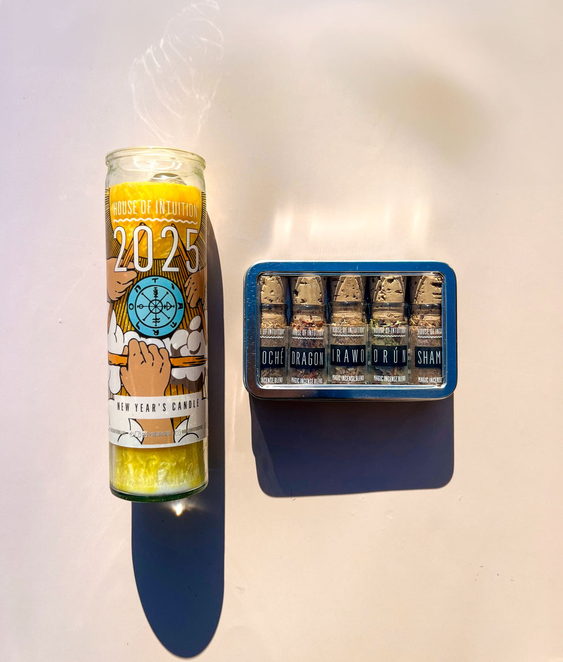 BUNDLE #4: 2025 MANIFEST ENERGY KIT (2025 New Year Magic Candle + Manifest Magic Incense Blend Kit) Limited Edition - $62 VALUE Box -Custom Bundle V50