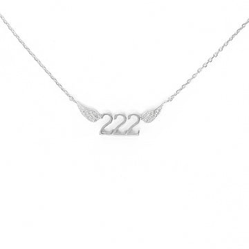 222 Angel Number Necklace (Silver) Necklaces Crystals A. $18.00 