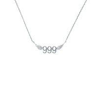 999 Angel Number Necklace (Silver) Necklaces Crystals