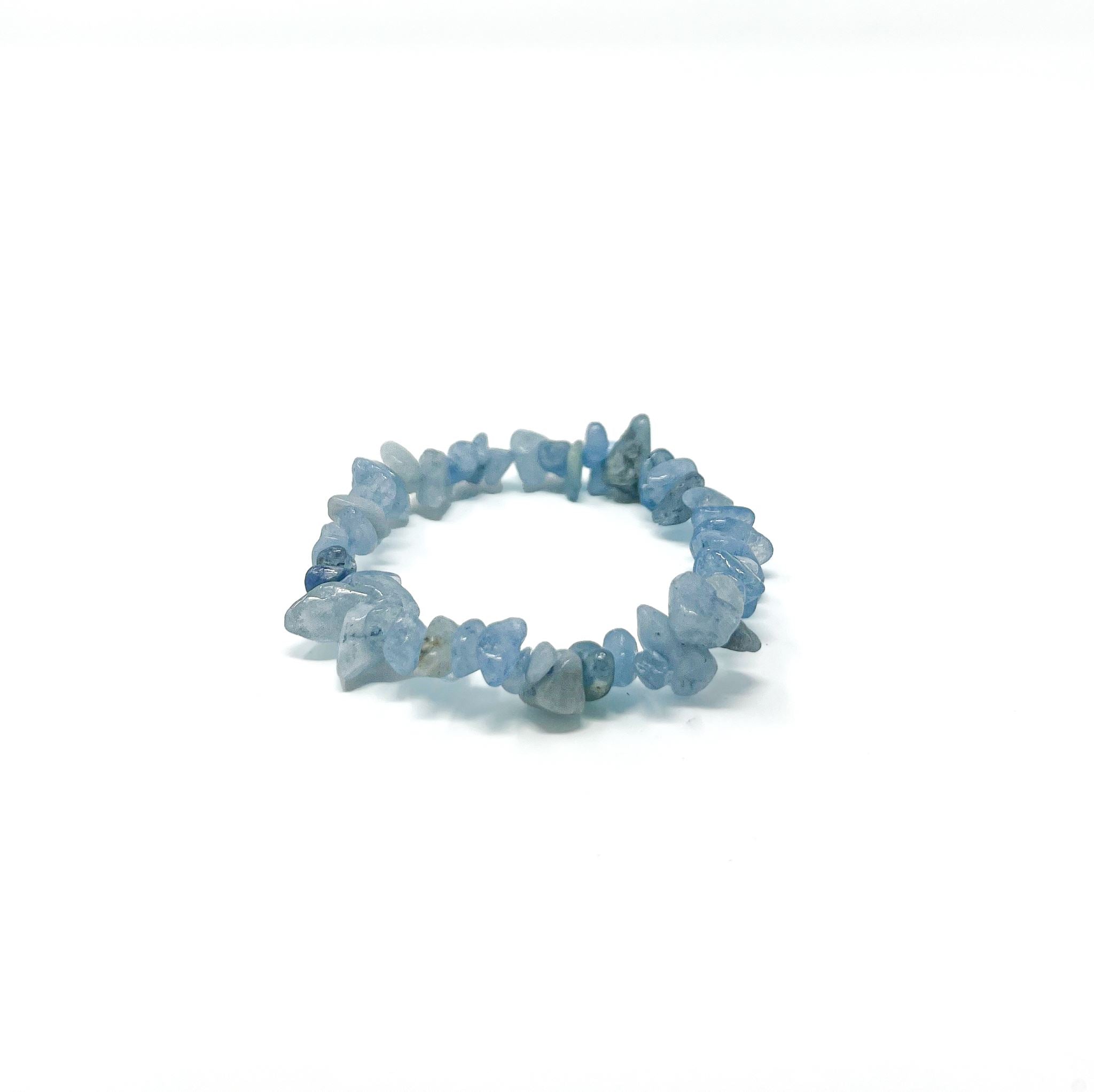 Premium AAA Grade Charged Natural Aquamarine Crystal Chip Stretchy Bracelet - From Peru