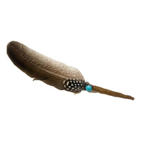 Turkey Feather with Turquoise Bead House of Intuition Inc