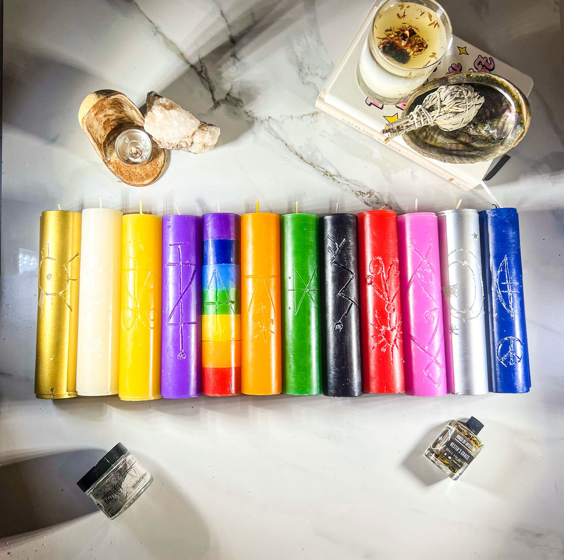 WISDOM - YELLOW - Spellcasting Pillar Candle for Symbol Carving & Herb Rolling Candle -Pillar V380