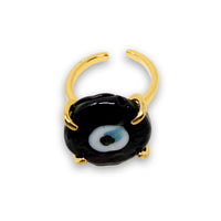 Evil Eye Round Glass Adjustable Ring Ring -Crystal Whse