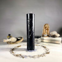 BANISHING - Black - Spellcasting Pillar Candle for Symbol Carving & Herb Rolling Candle -Pillar V380