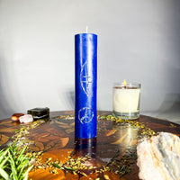COMMUNICATION - BLUE - Spellcasting Pillar Candle for Symbol Carving & Herb Rolling Candle -Pillar V380
