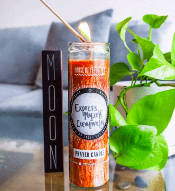 Orange "Write-Your-Own-Prayer" Candle - ATTAINING GOALS Candle -Prayer V95