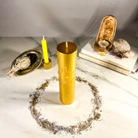 SUN MAGIC - GOLD - Spellcasting Pillar Candle for Symbol Carving & Herb Rolling Candle -Pillar V380