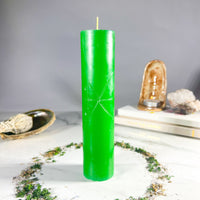FINANCIAL SUCCESS - GREEN - Spellcasting Pillar Candle for Symbol Carving & Herb Rollingg Candle -Pillar V380