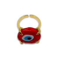 Evil Eye Round Glass Adjustable Ring Ring -Crystal Whse