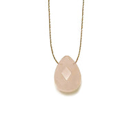 Rose Quartz Teardrop Necklace (I AM LOVED) Necklace -Teardrop V70
