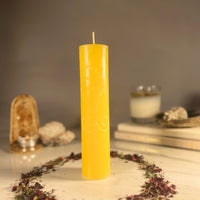WISDOM - YELLOW - Spellcasting Pillar Candle for Symbol Carving & Herb Rolling Candle -Pillar V380