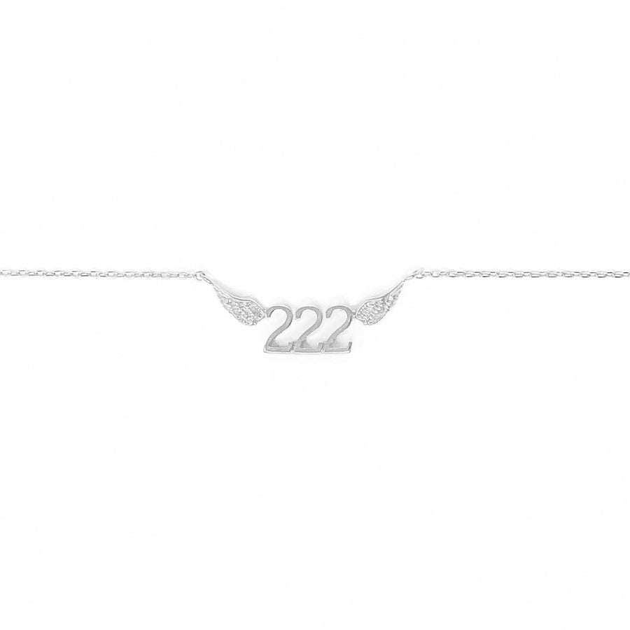 222 Angel Number Necklace (Silver) Necklaces Crystals 