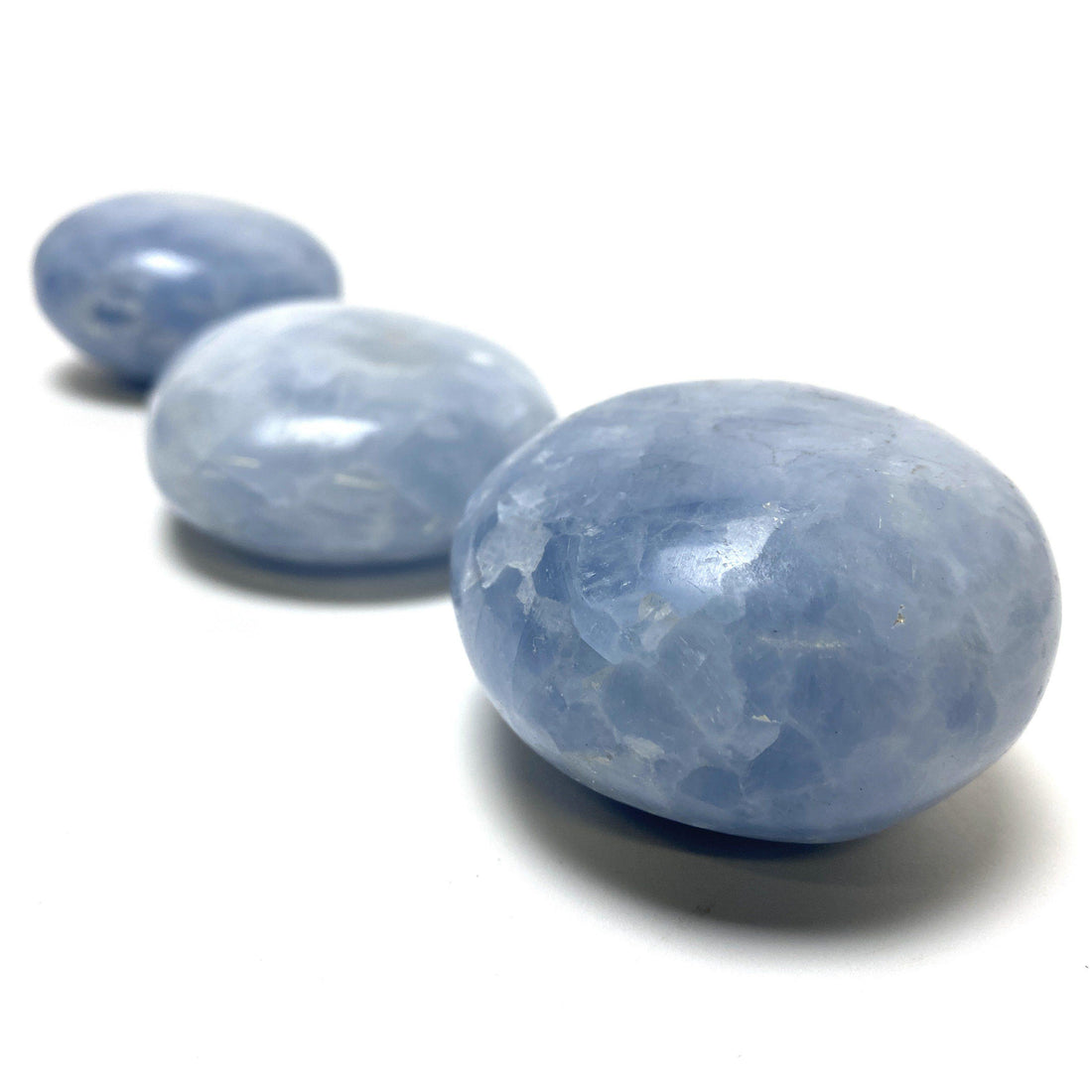 Blue Calcite Palm Stone Blue Calcite Crystals A. $18.00