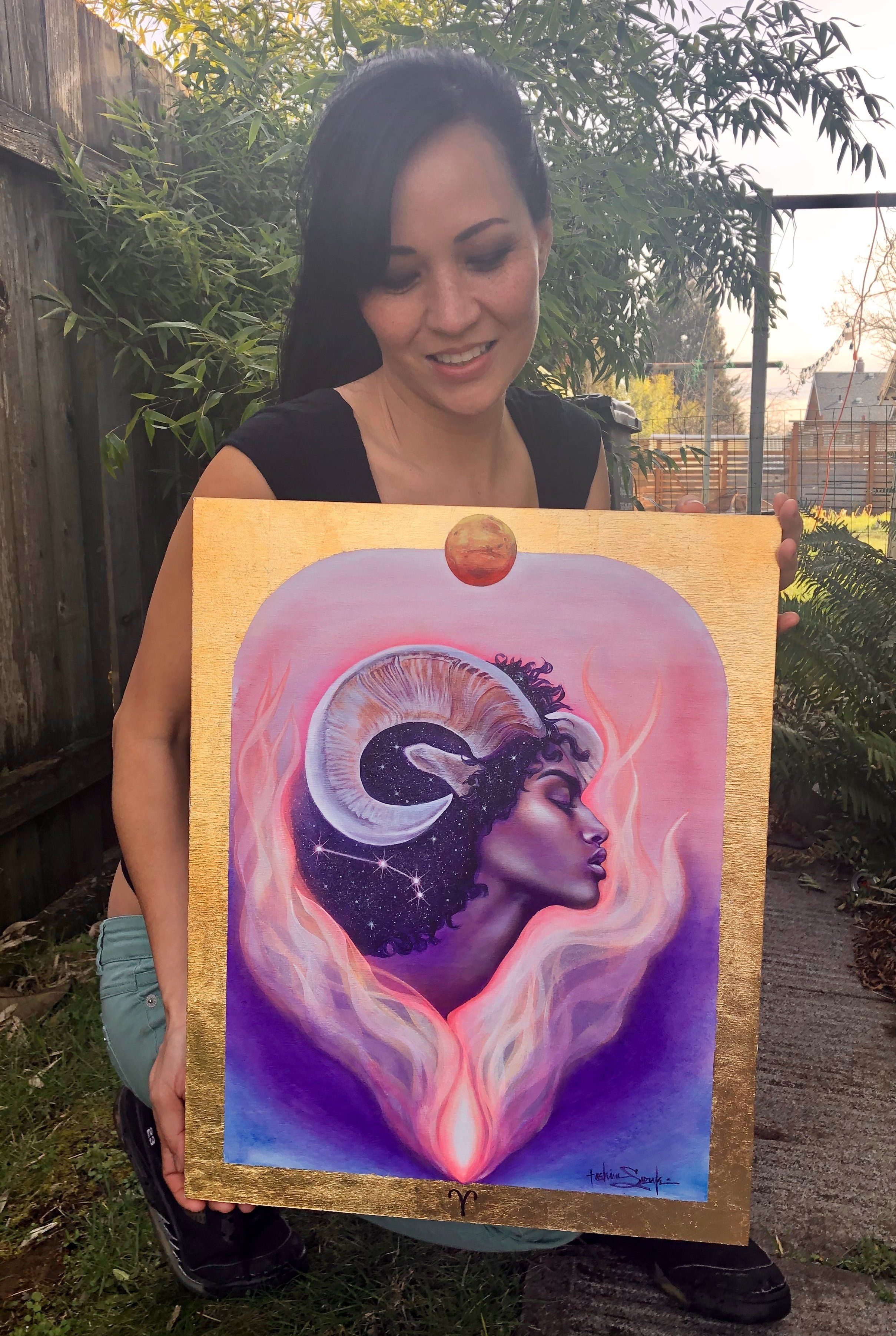 Aries Zodiac Original Painting and Print by Tashina Suzuki – House