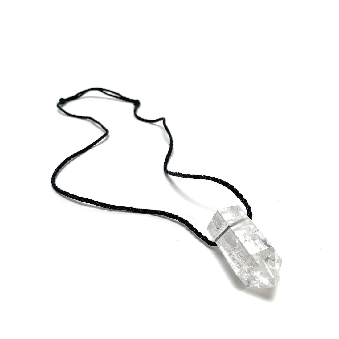 Clear Quartz Nylon Cord Necklace Necklaces Crystals A. $22.00 Polished Point