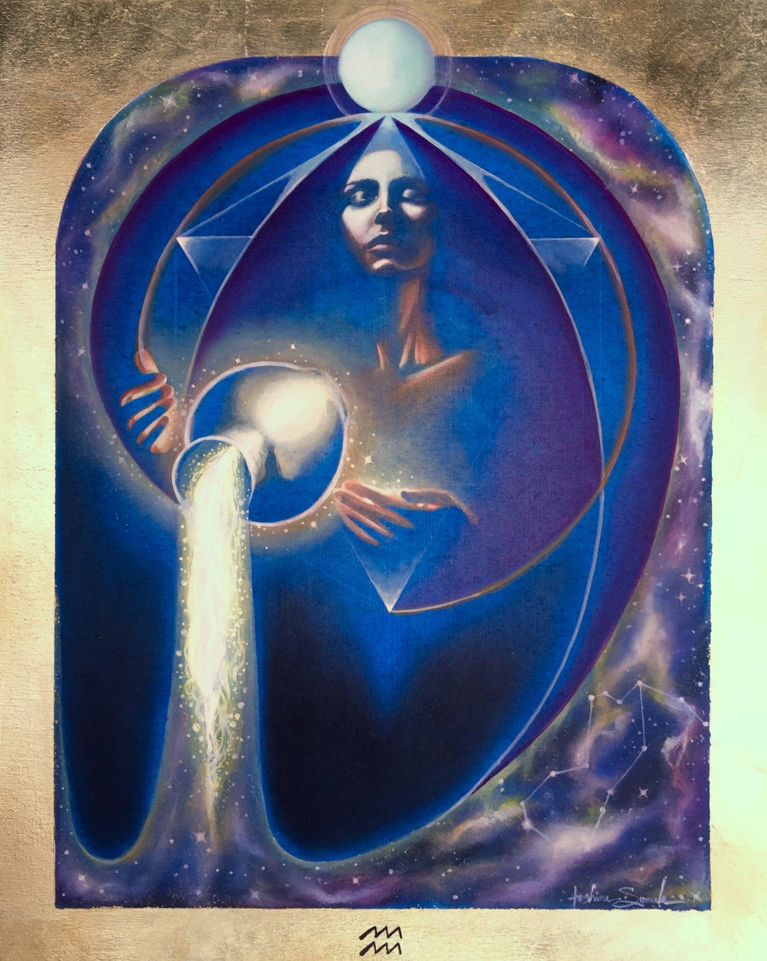 Aquarius Zodiac Original Painting and Print by Tashina Suzuki Paintings & Art Pieces House of Intuition $10 Print (5" x 5")