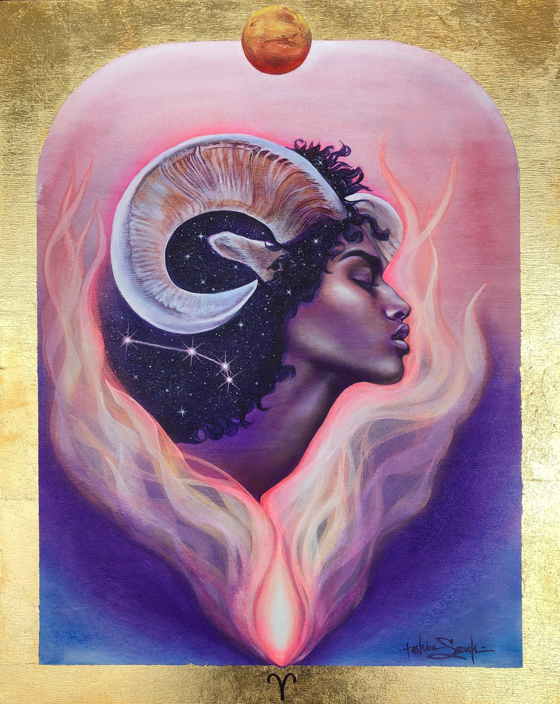 Aries Zodiac Original Painting and Print by Tashina Suzuki Paintings & Art Pieces House of Intuition $10 Prints (5" x 5")