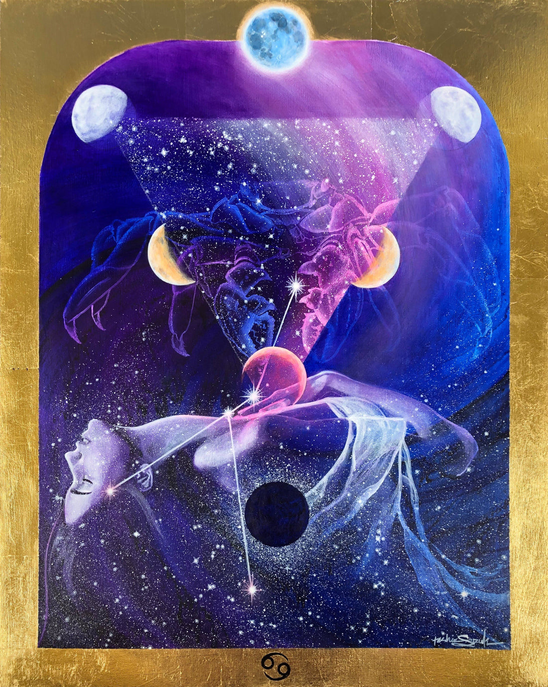 Cancer Zodiac Original Painting and Print by Tashina Suzuki Paintings & Art Pieces House of Intuition $10 Prints (5" x 5")