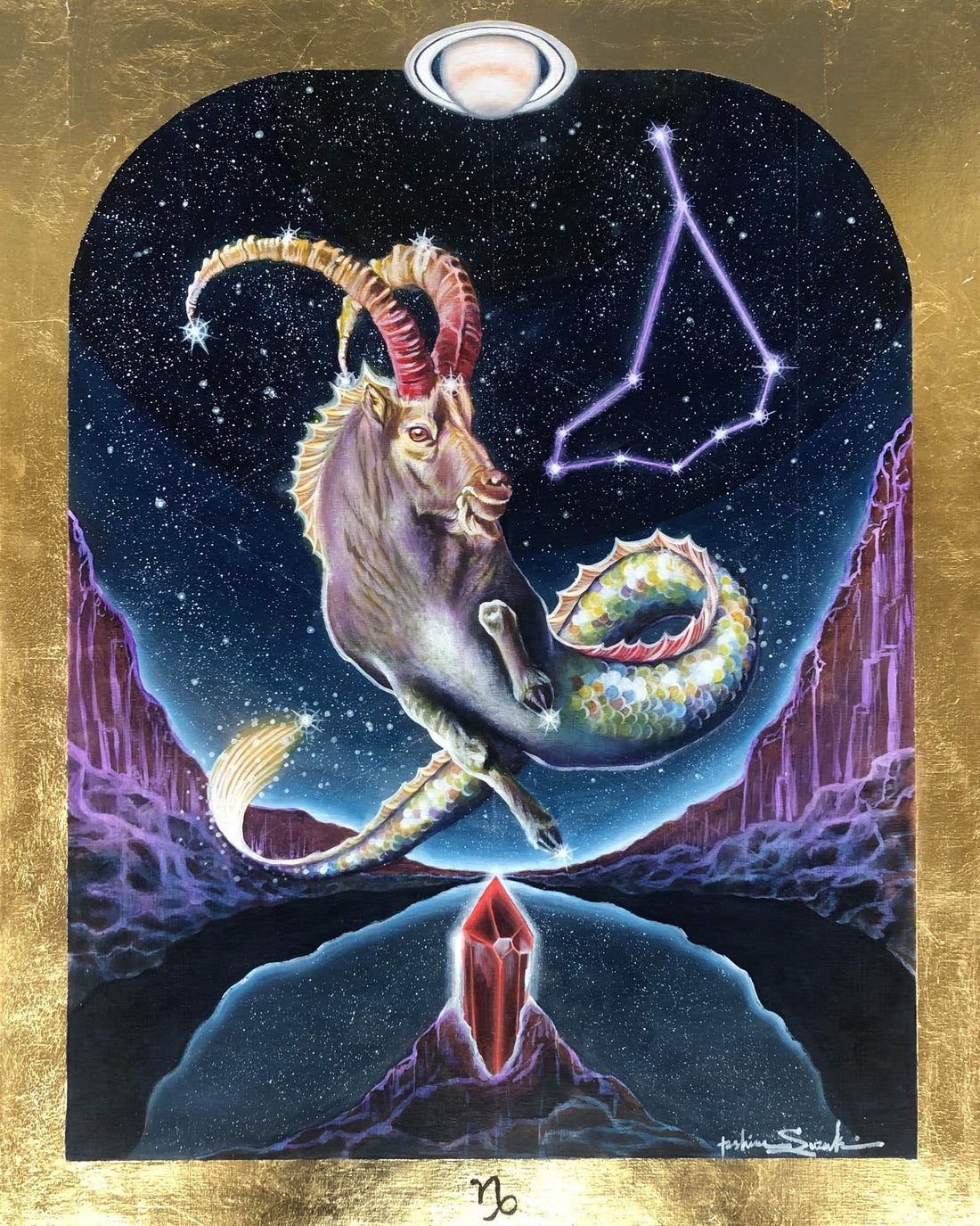 Capricorn Zodiac Original Painting and Print by Tashina Suzuki Paintings & Art Pieces House of Intuition $10 Prints (5" x 5")
