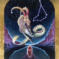 Capricorn Zodiac Original Painting and Print by Tashina Suzuki Paintings & Art Pieces House of Intuition $10 Prints (5" x 5")