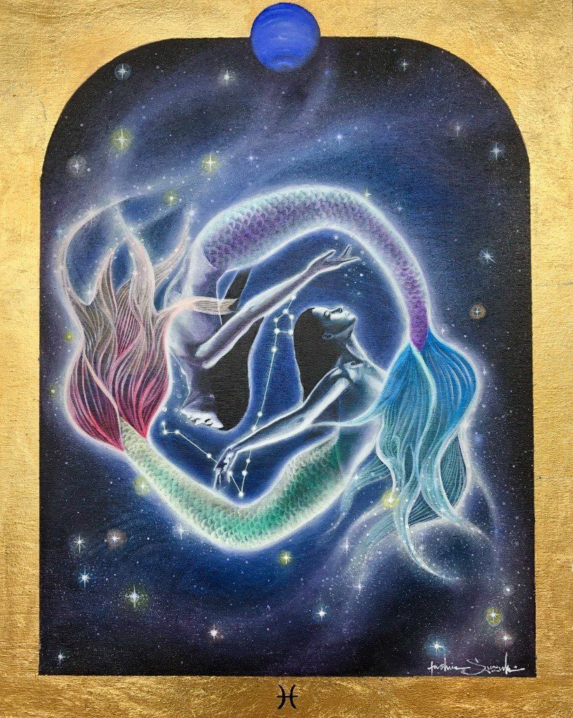 Pisces Zodiac Original Painting and Print by Tashina Suzuki Paintings & Art Pieces House of Intuition $10 Prints (5" x 5")