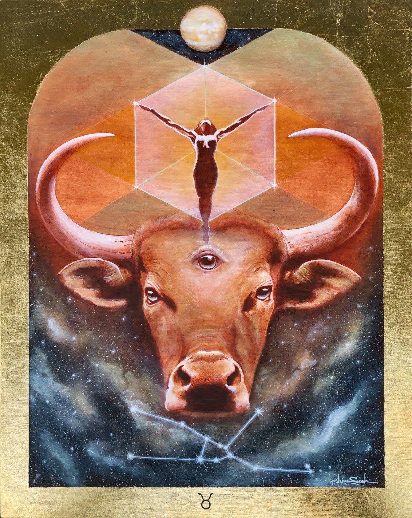 Taurus Zodiac Original Painting and Print by Tashina Suzuki Paintings & Art Pieces House of Intuition $10 Prints (5" x 5")