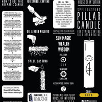 SUN MAGIC - GOLD - Spellcasting Pillar Candle for Symbol Carving & Herb Rolling Candle -Pillar V380 