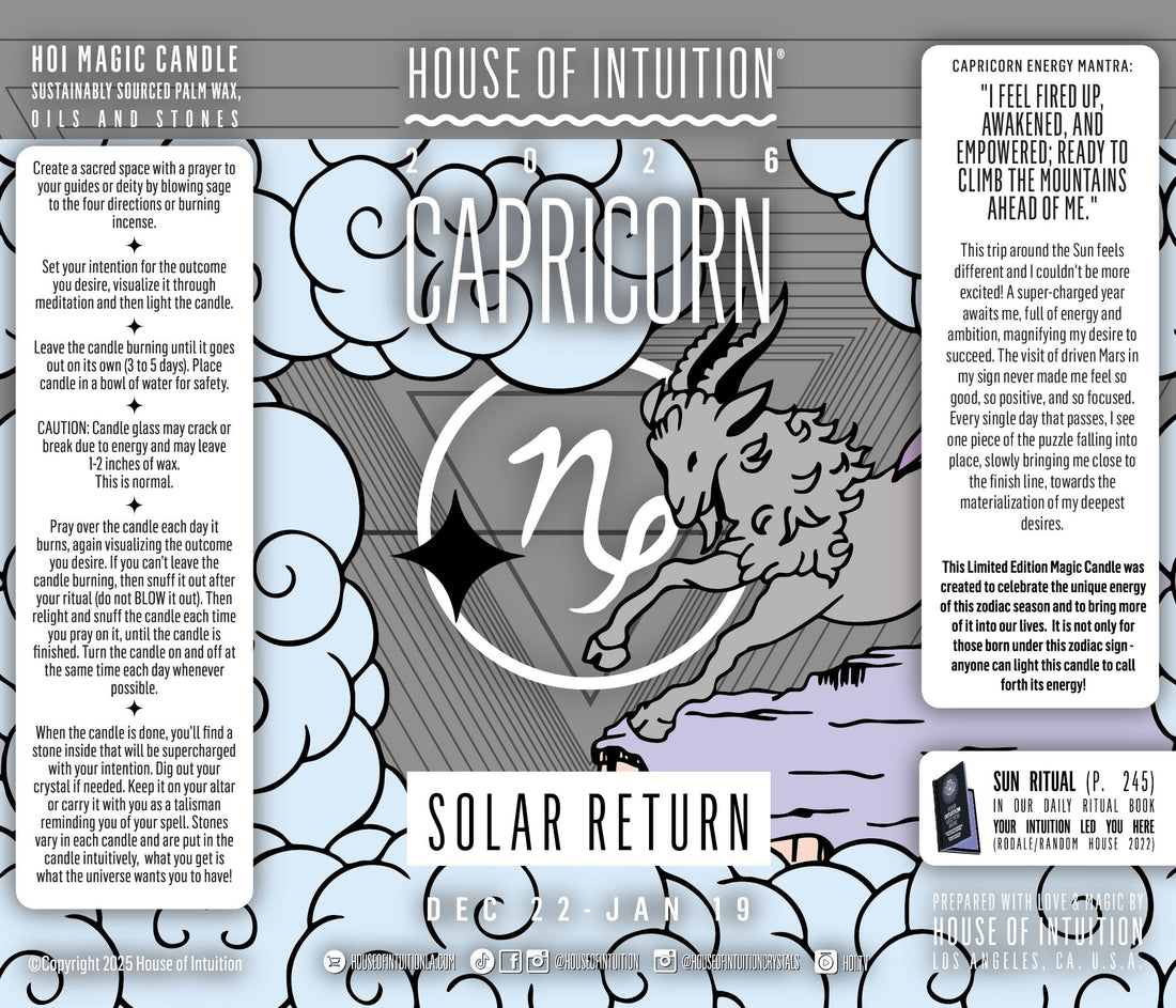 2026 Capricorn Solar Return Magic Candle | December 22 - January 19 (Limited Edition) Candle -Solar Return V50 