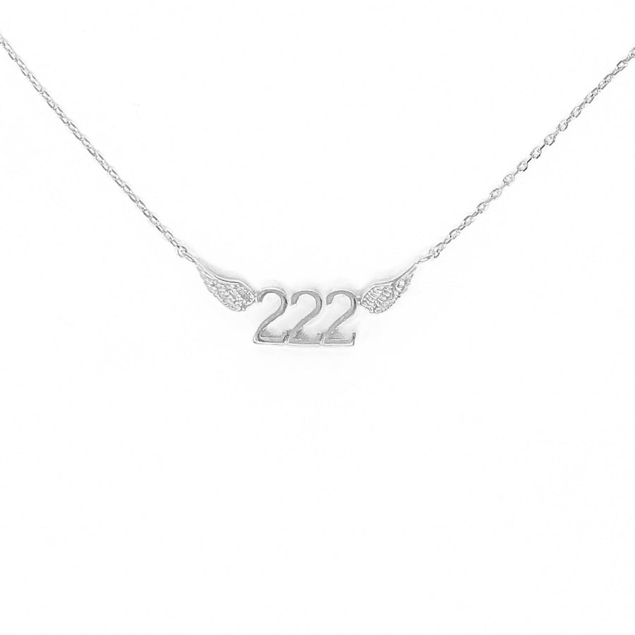 222 Angel Number Necklace (Silver) Necklaces Crystals A. $18.00 