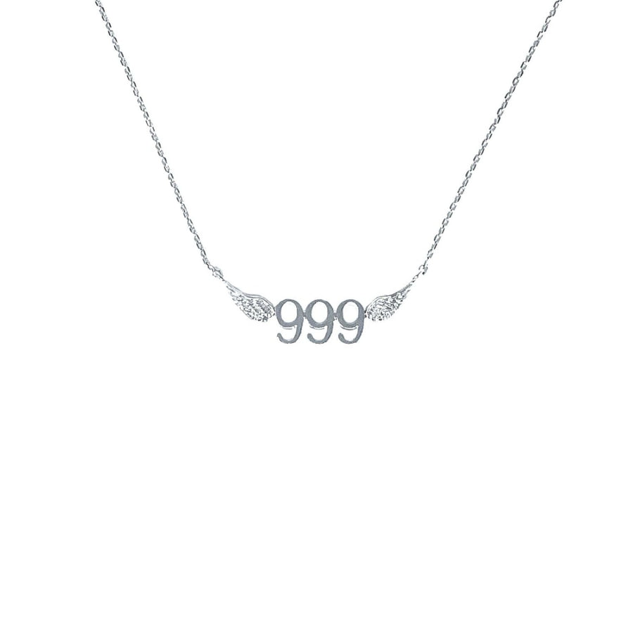 999 Angel Number Necklace (Silver) Necklaces Crystals 