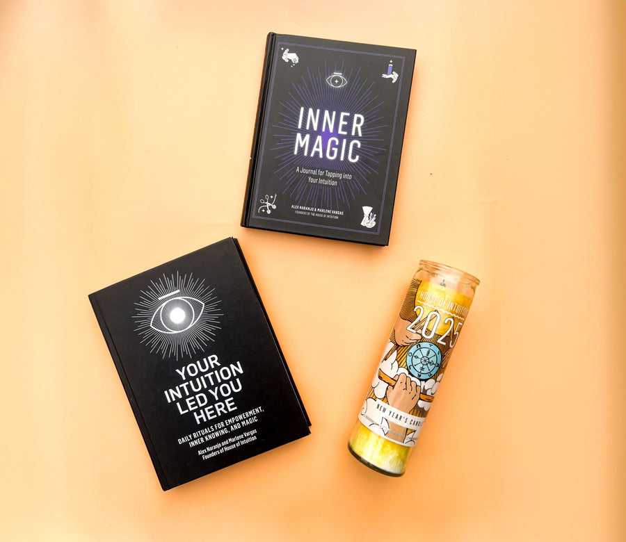 BUNDLE #1: 2025 ULTIMATEL KIT (2025 New Year Magic Candle + Your Intuition Led You Here Ritual Book + Inner Magic Intuition Journal) Limited Edition - $67 VALUE Box -Custom Bundle V245 