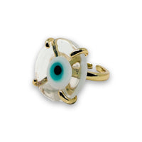 Evil Eye Round Glass Adjustable Ring Ring -Crystal Whse 