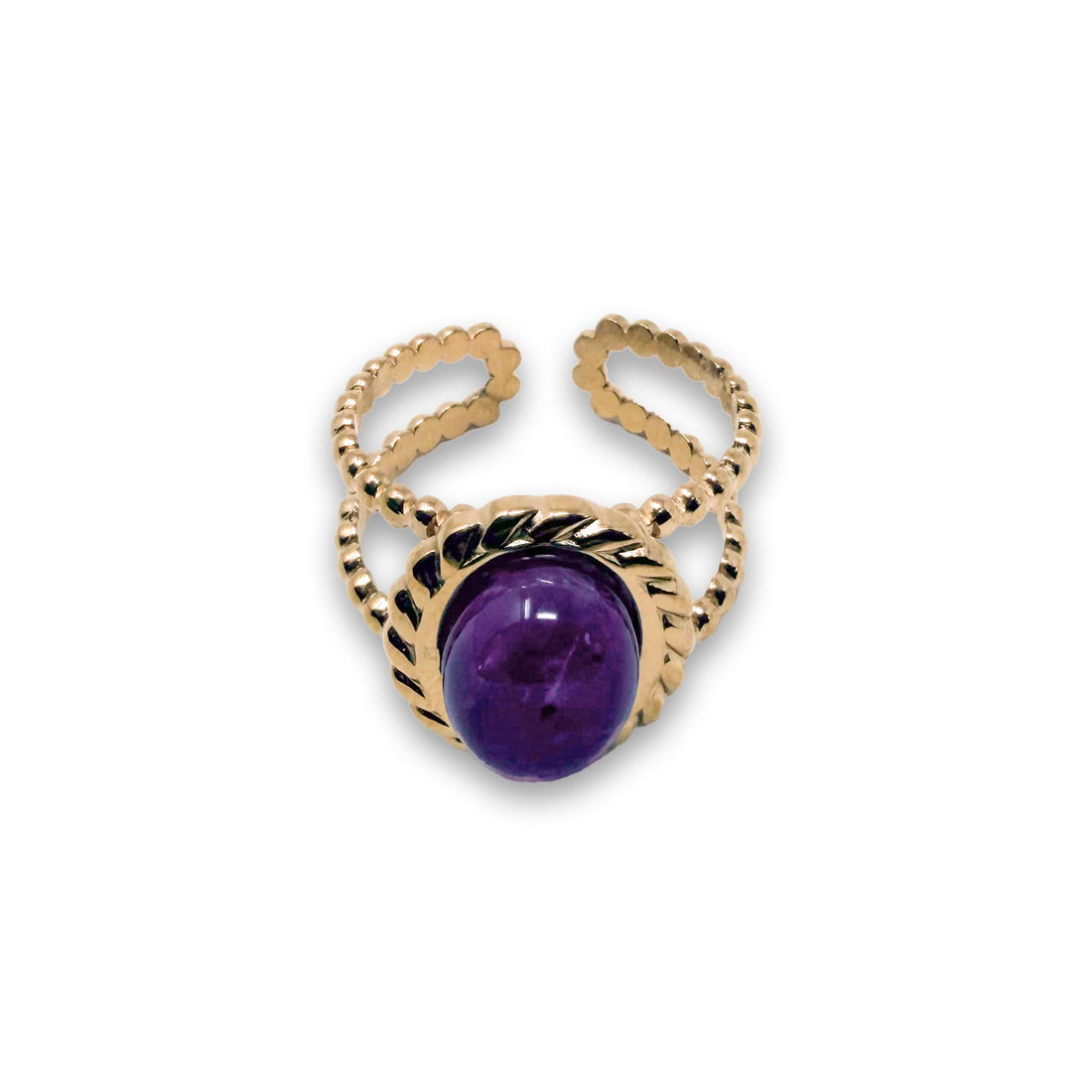 Amethyst Two Band Crystal Ring Ring -Crystal House of Intuition Inc 