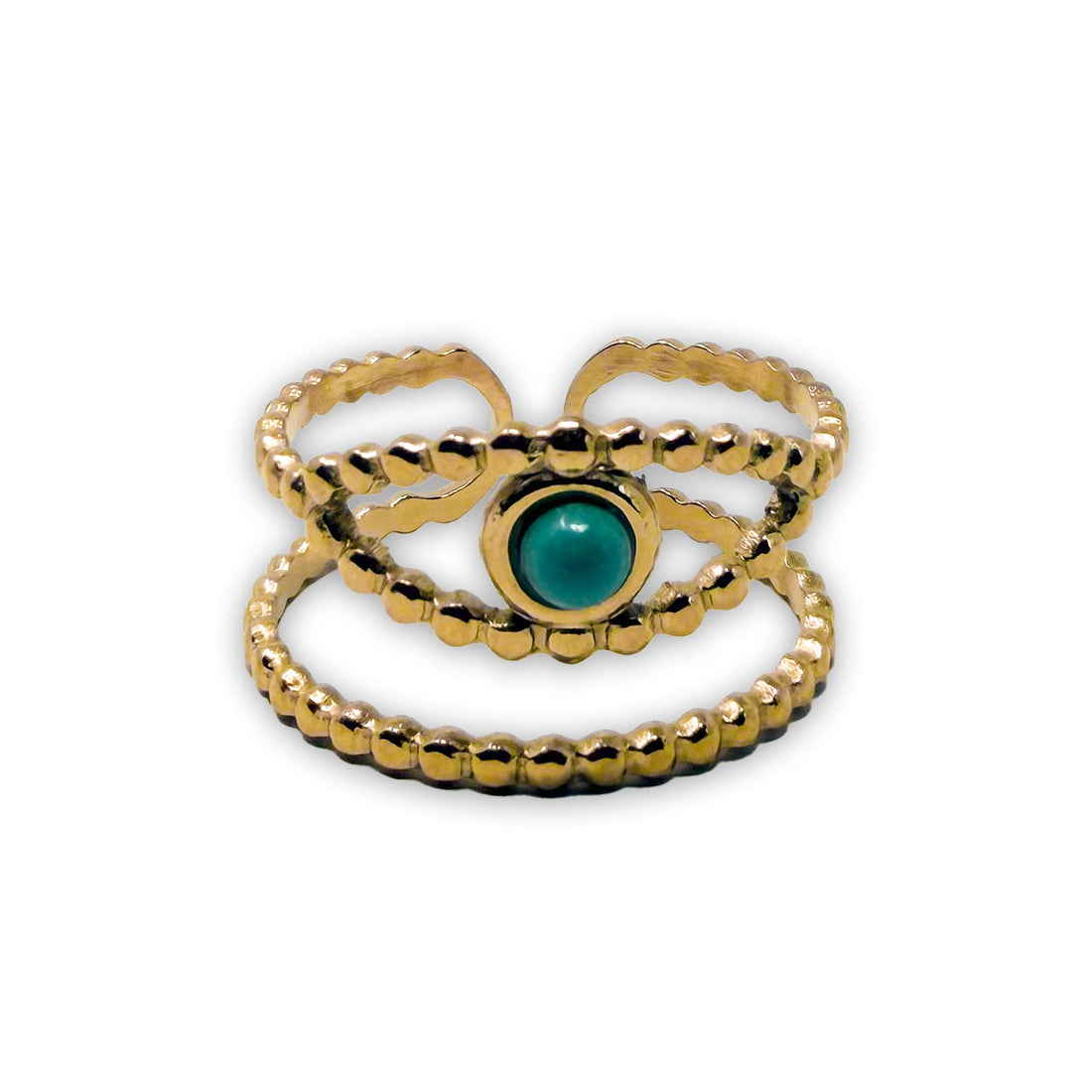 Evil Eye 2 Band Adjustable Ring Ring -Crystal Whse 