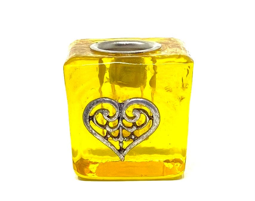 Heart Mini Candle Holder Candle -Mini Candle Holder Whse Heart "Yellow" 