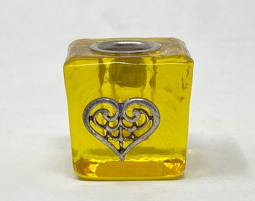Heart Mini Candle Holder Candle -Mini Candle Holder Whse Heart "Yellow" 