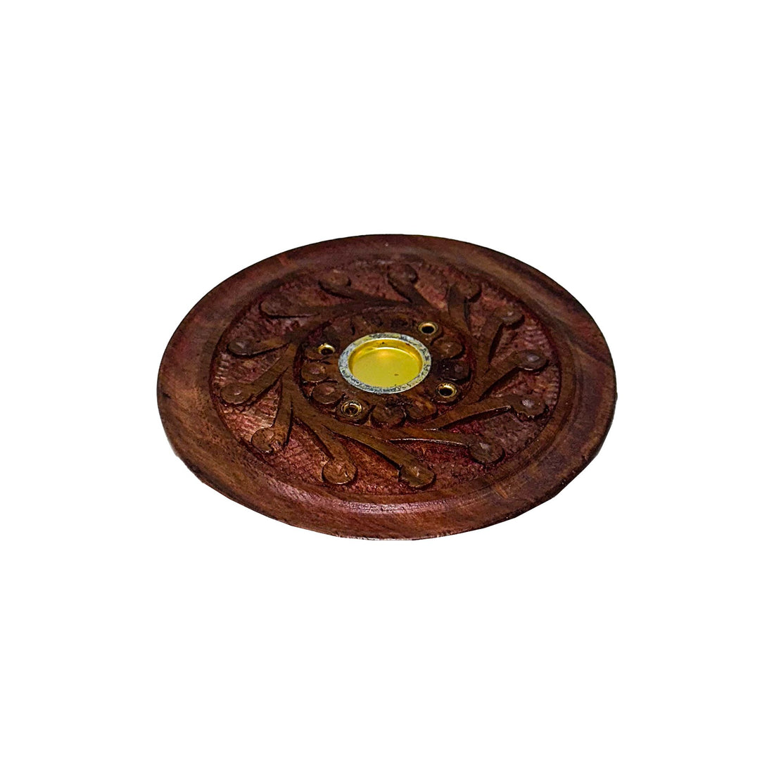 Incense Burner - Wood Carved Round Cone Burner Incense & Holders -Holder Whse 
