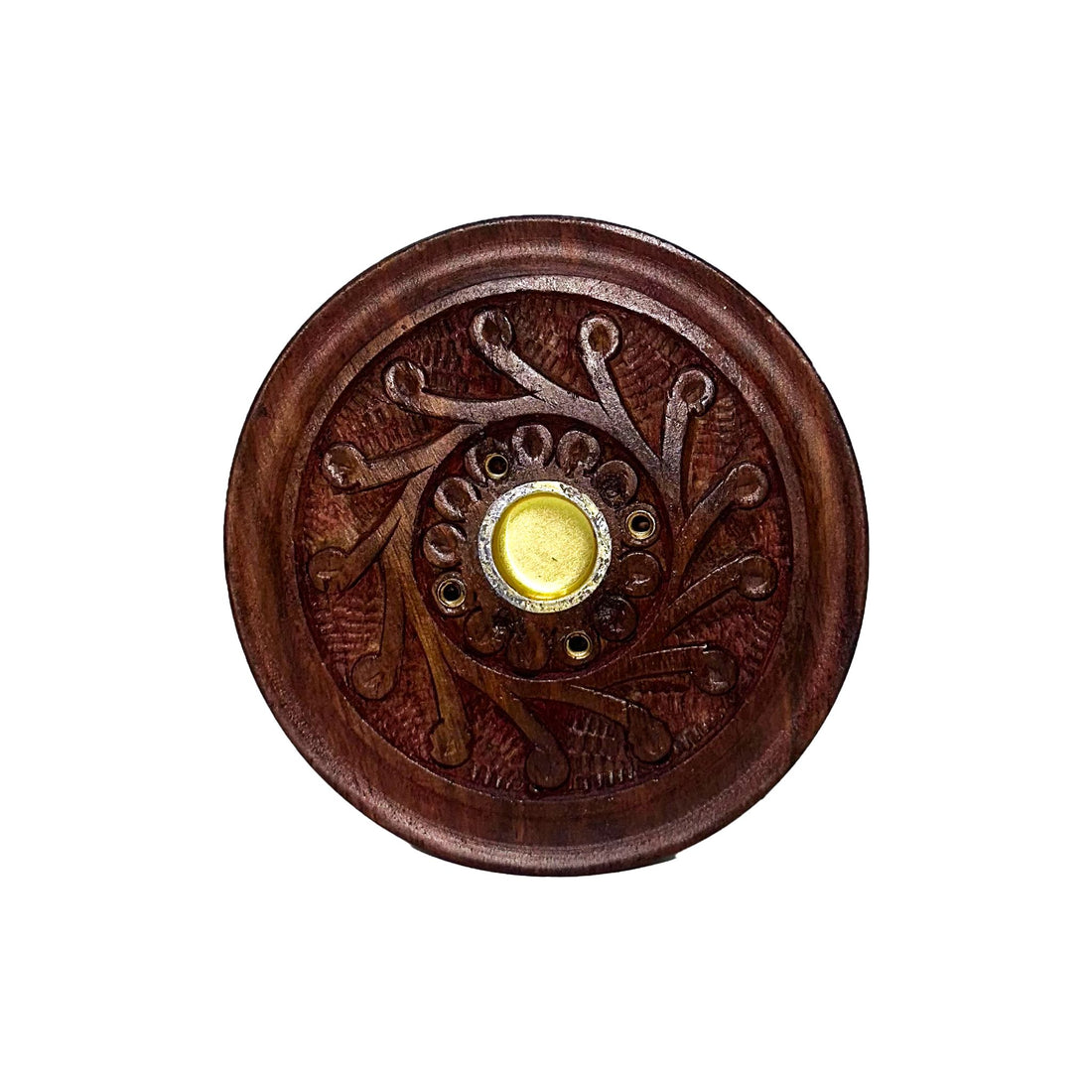 Incense Burner - Wood Carved Round Cone Burner Incense & Holders -Holder Whse 