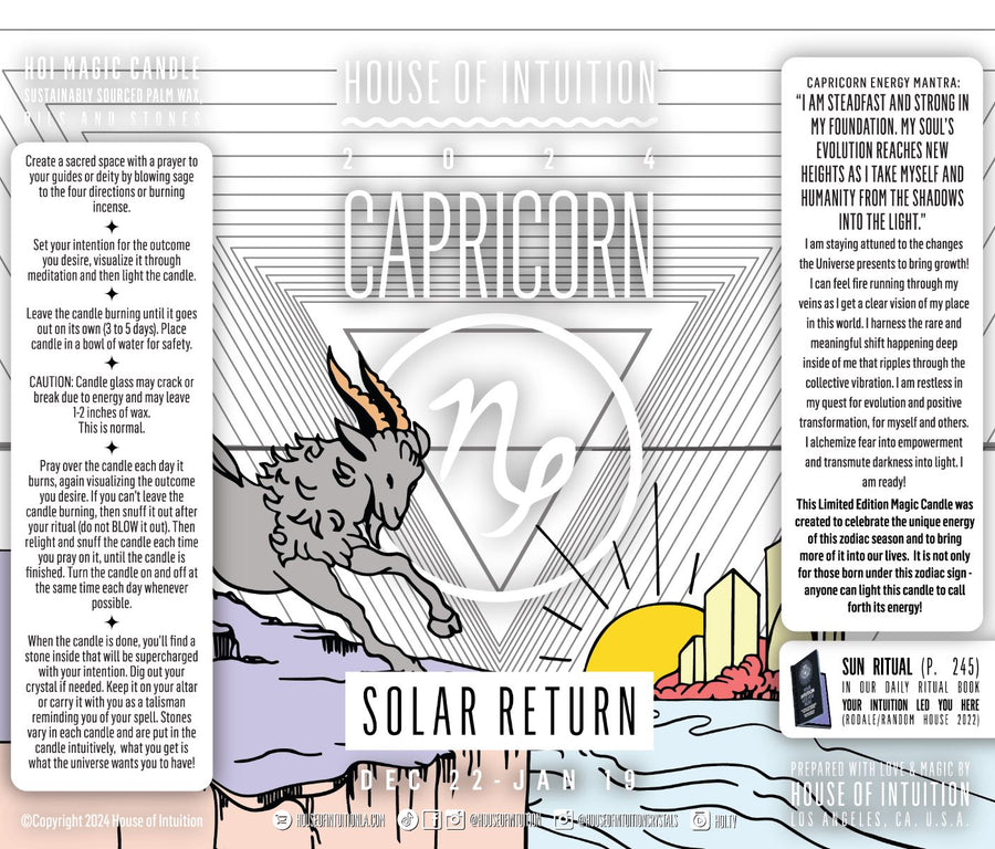 2024 Capricorn Solar Return Magic Candle | December 22 - January 19 (Limited Edition) Candle -Solar Return V95 