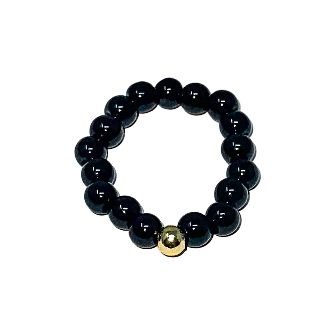 Adjustable Ring - Gemstone Beaded Ring -Crystal Whse Black 