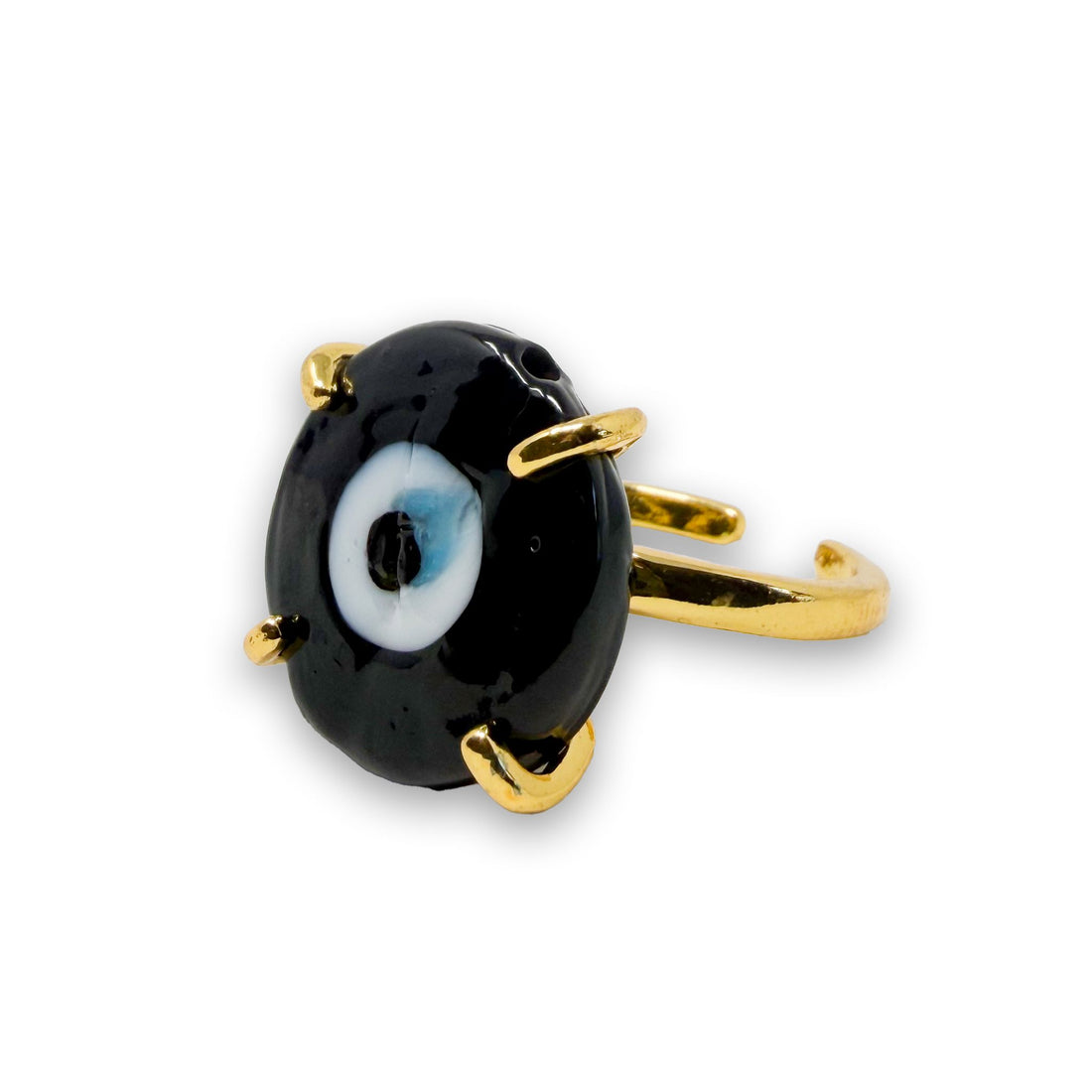 Evil Eye Round Glass Adjustable Ring Ring -Crystal Whse 