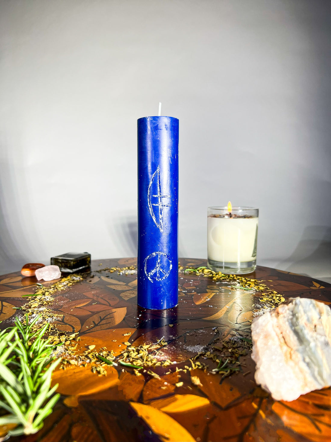 COMMUNICATION - BLUE - Spellcasting Pillar Candle for Symbol Carving & Herb Rolling Candle -Pillar V380 