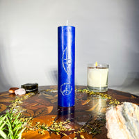 COMMUNICATION - BLUE - Spellcasting Pillar Candle for Symbol Carving & Herb Rolling Candle -Pillar V380 