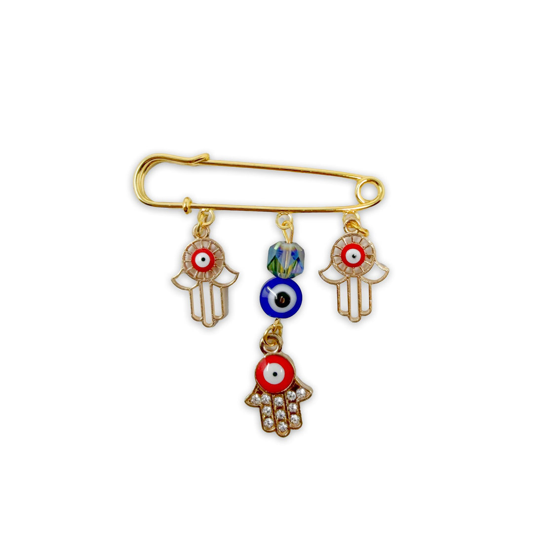 Talisman Pin - Three Hamsa Hand Red Charms & Pendants -Pin Whse 
