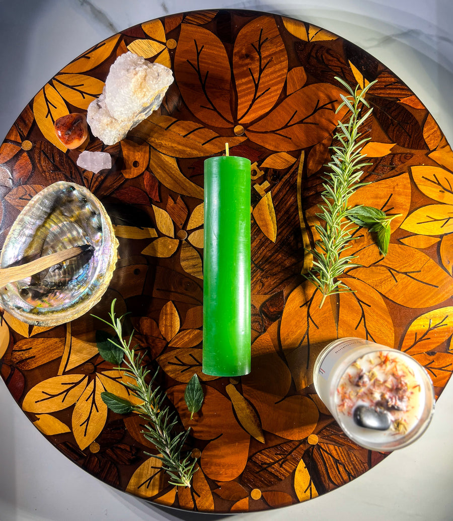 FINANCIAL SUCCESS - GREEN - Spellcasting Pillar Candle for Symbol Carving & Herb Rollingg Candle -Pillar V380 