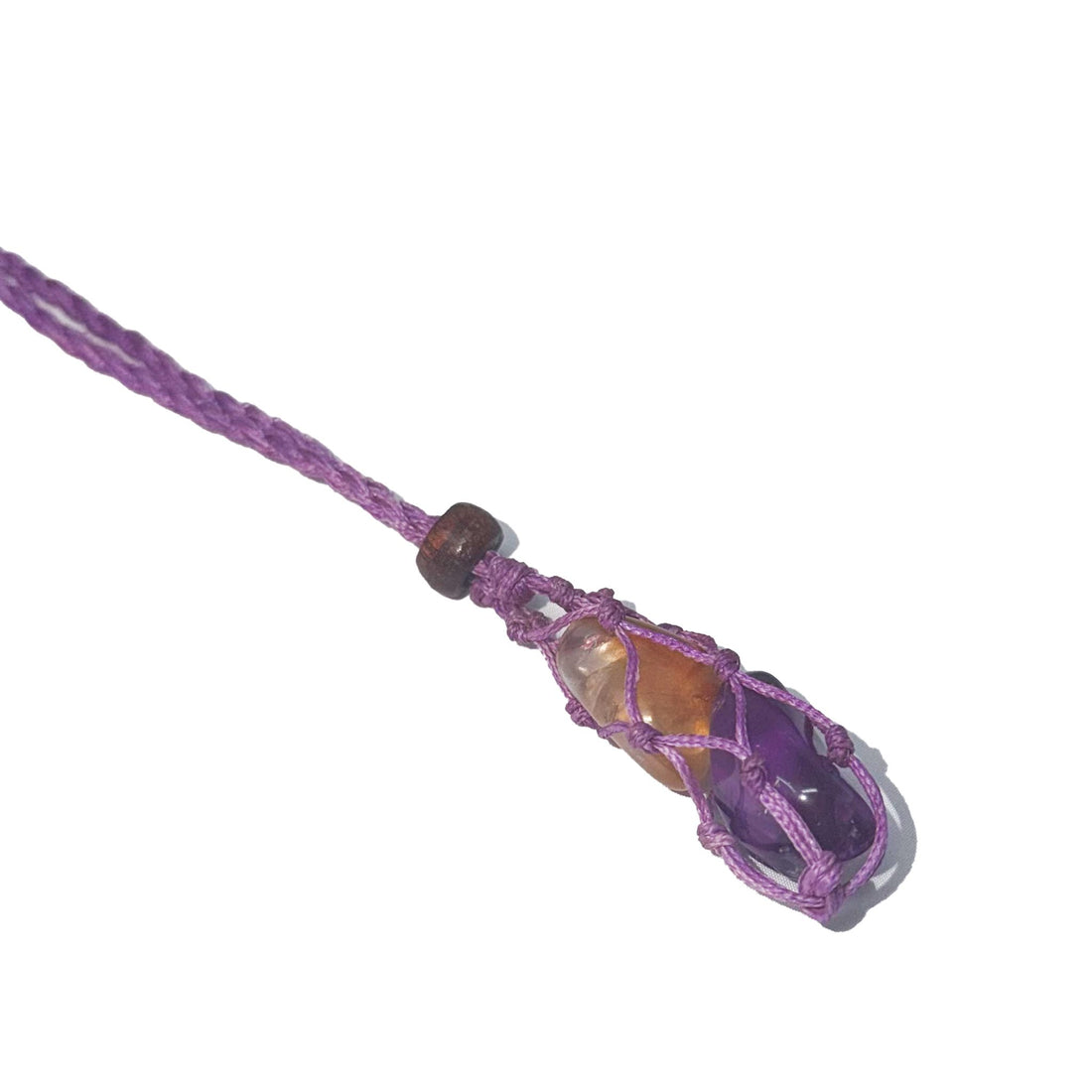 Macramé Crystal Holder Necklace Necklace -Cord WhseD Purple 