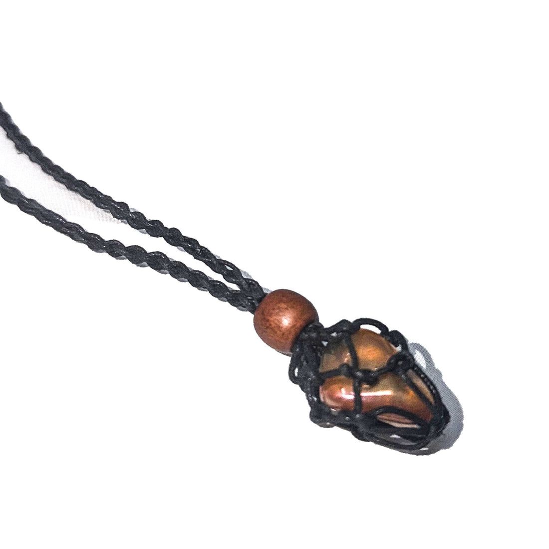 Macramé Crystal Holder Necklace Necklace -Cord WhseD Black 