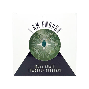 Moss Agate Teardrop Necklace (I AM ENOUGH) Necklace -Teardrop V70 