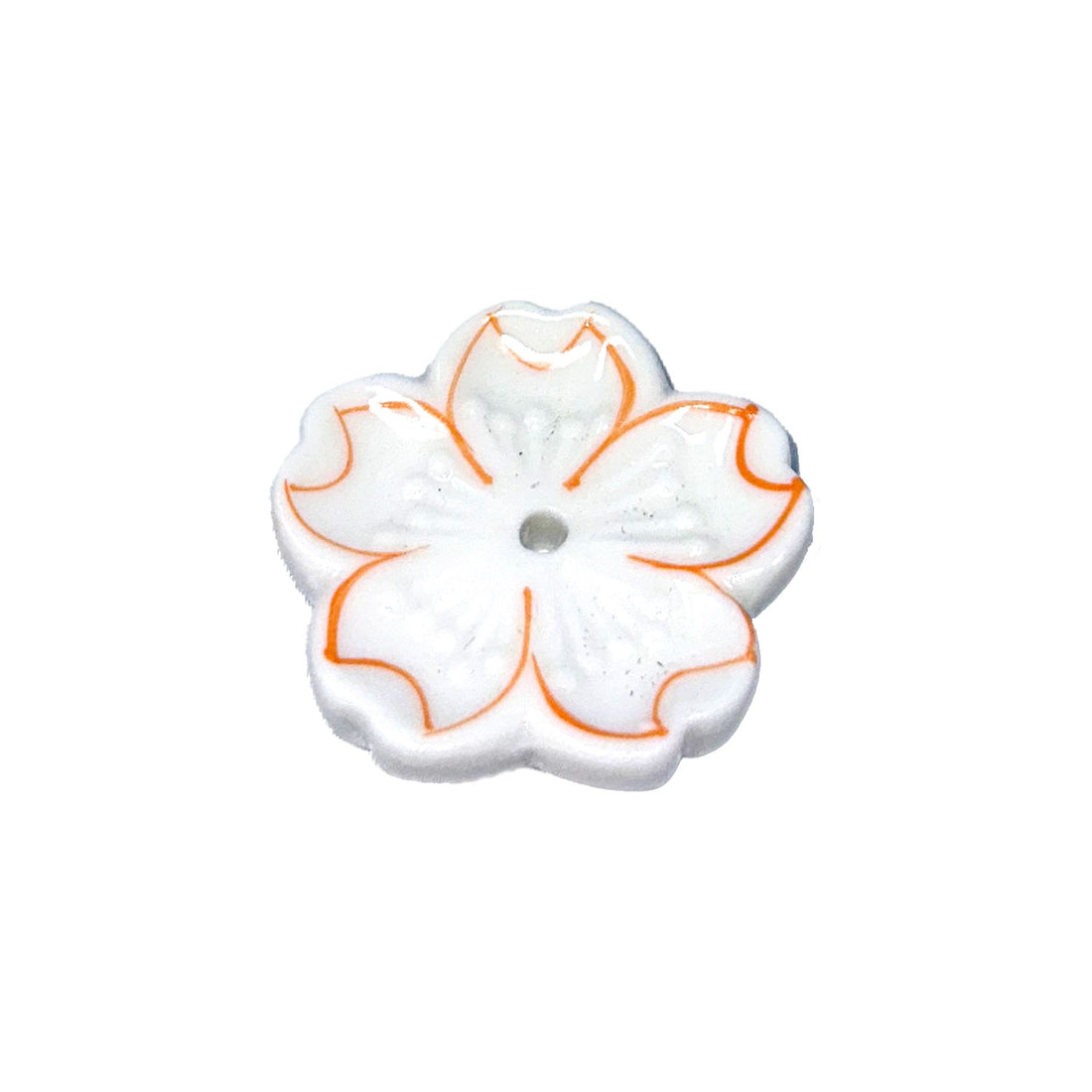 Ceramic Flower Incense Burner Incense & Holders -Incense Whse White & Orange 